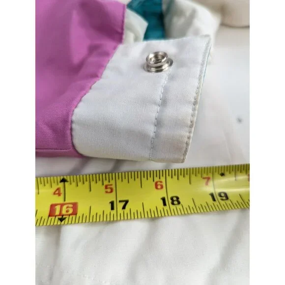 Vtg Current Seen Women’s 16W Colorblock Parka Jacket White Hooded Windbreaker - Picture 12 of 14